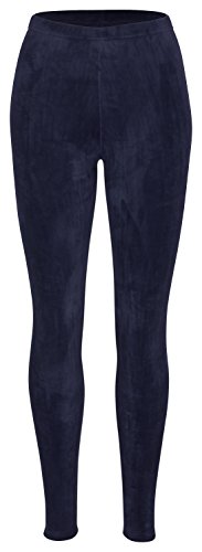 Tobeni Damen Winter-Leggings mit Teddy-Futter Thermo-Legging extra Kuschelig Warm Farbe Marine Blau Grösse L/XL