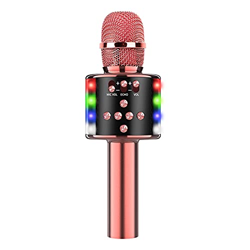 SH-RuiDu Kabelloses Karaoke-Mikrofon mit LED-Lichtern, Handgerät, Karaoke-Lautsprecher, Maschine für Zuhause, Geburtstagsparty