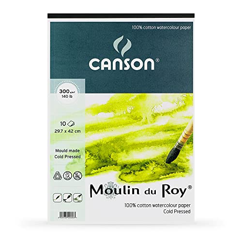 Canson - Moulin du Roy - 20606 - Aquarellpapier Pad - A3 - 10 Sheets - 300 gsm - Cold Pressed - Cotton - Acid Free