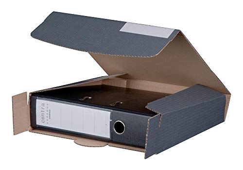 Ropipack Ordnerversandkarton Ordnerversandbox aus Wellpappe mit Steckverschluss 50-80 mm Anthrazit 320 x 288 x 50-80 mm - 20 Stück