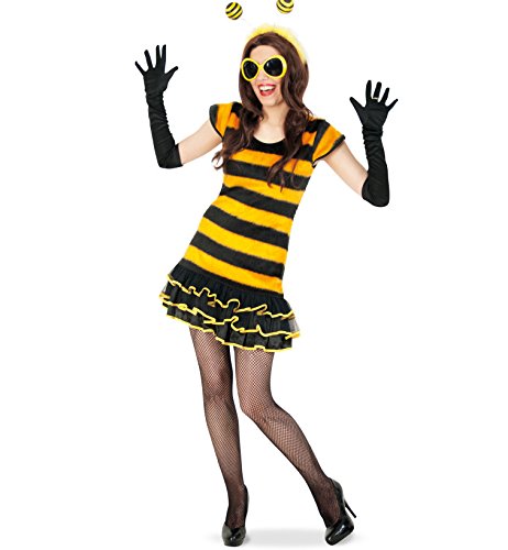 KarnevalsTeufel Damenkostüm Buzzy Bee, Bienchenkleid, Biene, schwarz-gelb (40)