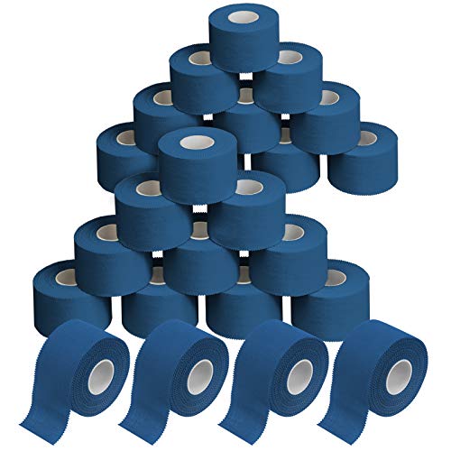 ALPIDEX 24 Rollen Sport Tape Set 3,8 cm x 10 m Gelenk Tapeverband Viele Farben Reißbares Unelastisches Sporttape Hautfreundlich Handball Fußball Volleyball, Farbe:blau