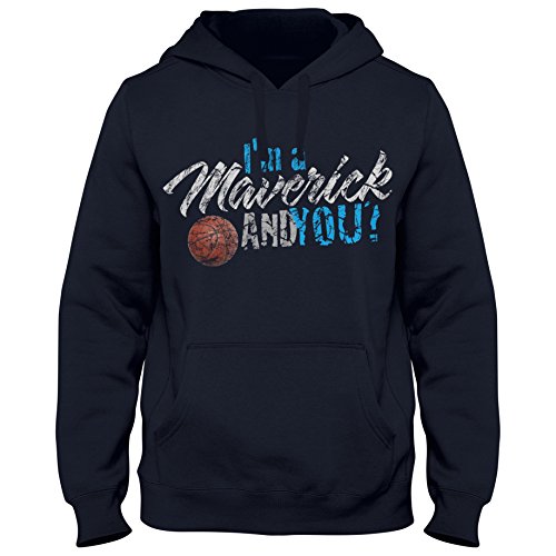 Hoody Hoodie Kapuzenpulli Basketball I'm a Maverick USA Dirk Shirt DTG, Größe:L, Farbe:dunkelblau