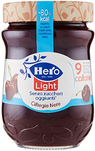 6x Hero Light Konfitüre Leichte Brotaufstriche Schwarze Kirschen Italien 280 g