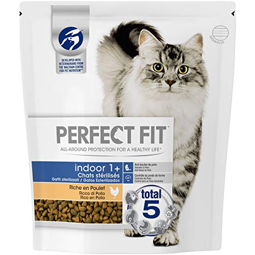 Perfect Fit Indoor - Sterilisiertes Indoor-Katzenfutter für Erwachsene, reich an Hühnern, 1 Beutel mit 1,4 kg