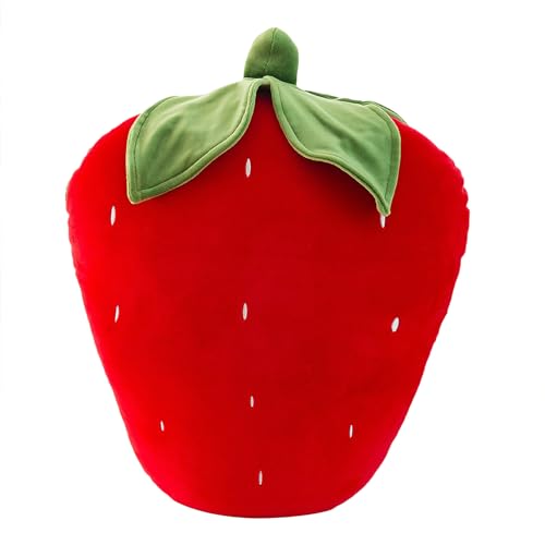 EXQUILEG Erdbeer Kissen - Weiches Fruchtkissen für Kinder und Erwachsene - Niedliche Home-Dekoration und umarmbares Geschenk für Jungen und Mädchen (Rot,50cm)