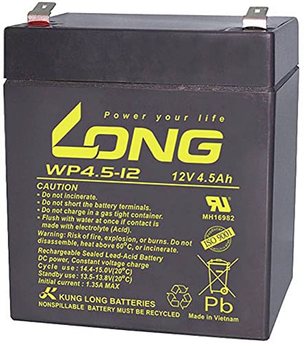 Long WP4.5-12 Bleiakku 12V 4.5Ah Blei-Vlies (AGM) (B x H x T) 90 x 107 x 70mm Flachstecker