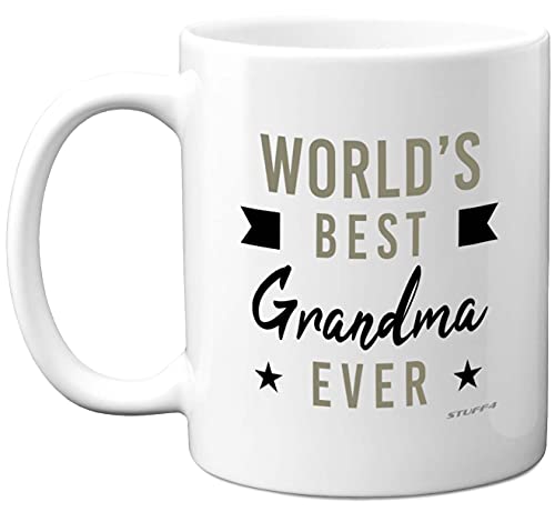 Gifts for Grandma-Tasse – World's Best Grandma Ever – Geburtstagsgeschenk für Großeltern, perfektes Geschenke Weihnachten von Enkelkern, Keramik, spülmaschinenfest, mikrowellengeeignet, 325 ml