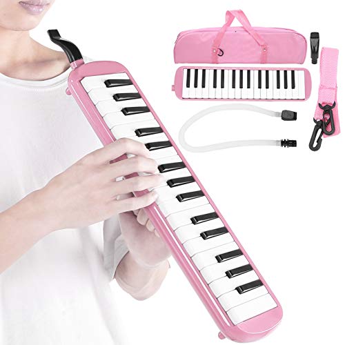 Melodica Portable mit 32 Tasten, bequem zu tragen für Melodica-Liebhaber(Rosa)
