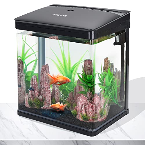 Nobleza - Nano-Fischtank-Aquarium mit LED-Leuchten & Filtersystem, tropischeAquarien, 14 Liter, Schwarz