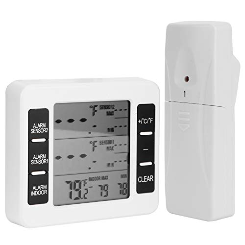 Kühlschrankthermometer, wasserdichtes digitales Gefrierraumthermometer mit 2 drahtlosen Sensoren und großem LCD-Bildschirm für zu Hause, Restaurants(1 x Transmitter)