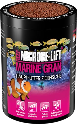MICROBE-LIFT® - Marine Gran | Soft Granulat Fischfutter für Fische in jedem Meerwasseraquarium | Fördert Farbenpracht & Wachstum von Fischen | Inhalt: 1000 ml / 460 g
