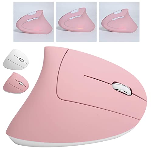 Dpofirs USB Wiederaufladbare kabellose vertikale Computermaus, universelle tragbare vertikale Gaming-Maus, 800 1200 1600 2400 DPI einstellbare Maus, kompatibel mit Windows XP / 7/8/10 X.(Rose)