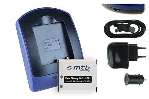 Akku + Ladegerät (Netz+Kfz+USB) kompatibel mit Sony NP-BG1 NP-FG1 / Cyber-Shot DSC-H. HX. N. T. W. WX.s. Liste