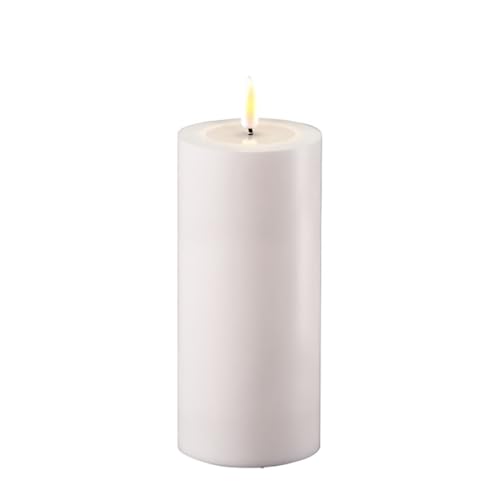 ReWu LED Kerze Deluxe Homeart, Indoor LED-Kerze mit realistischer Flamme auf einem Echtwachsspiegel, warmweißes Licht - (Weiß)