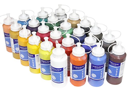 Meister 24 x Acrylfarbe je 500 ml, komplettes MEGA-SPARSET, original MAGI hochwertige Künstler Farben (kein Dekoacryl)