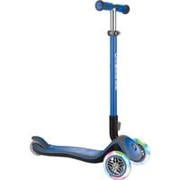 Globber Unisex Jugend Elite Deluxe, Navy-blau mit Leuchtrollen Scooter, One Size