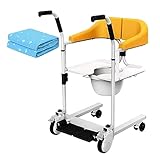 Patientenlift-Transfer-Mobilitätsstuhl, tragbarer Lift-Rollstuhl für zu Hause mit 180° geteiltem Sitz und Bettpfanne, Transfer-Lift, tragbarer Transferstuhl, Nachtkommode, 264 lbs