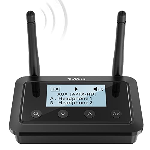 1Mii B03+ Bluetooth 5.0 Audio Sender Empfänger, aptX HD Low Latency Bluetooth 5.0 Adapter for TV Heimstereoanlage Audio mit LED-Anzeige, Drahtloser Audioadapter für Kopfhörer, Große Reichweite