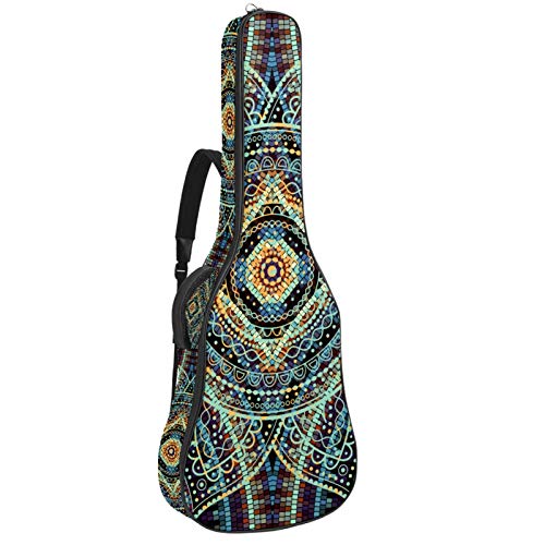 Gitarren-Gigbag, wasserdicht, Reißverschluss, weich, für Bassgitarre, Akustik- und klassische Folk-Gitarre, indisches Mandala, psychedelisches Henna