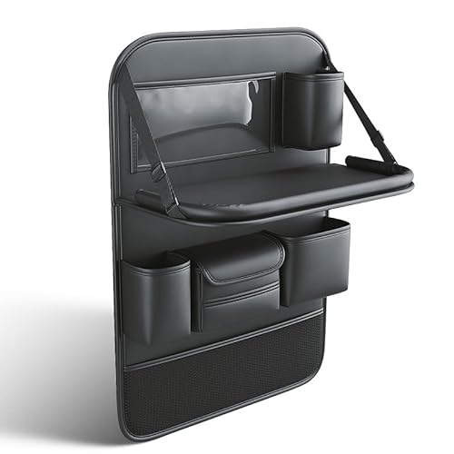 LLMGG Auto Rücksitz Organizer mit faltbarem Tablett Rückenlehnenschutz Auto Wasserdichtes, für Tesla Model 3 Model S Model X Model Y,A Black