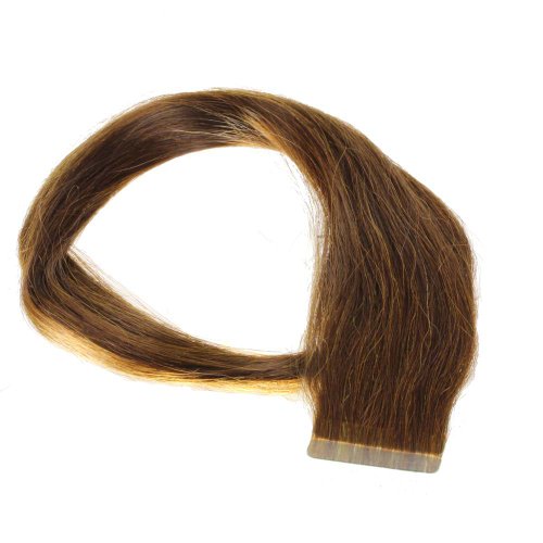 hair2heart 30 x Tape In Extensions aus Echthaar, 60cm, 2,5g Strähnen, glatt - Farbe 4 braun