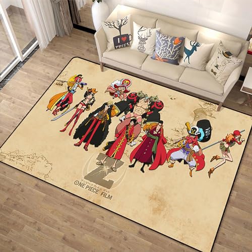 ZGQSW Cartoon Große 3D Teppichkinder Kinder Schlafzimmer Bereich Teppiche One Piece Muster Gedruckt Weiche Anti-Rutsch Rutsche Matte for Wohnzimmer Dekoration (Color : #1, Size : 100x160cm)