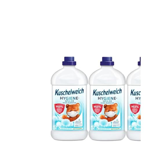 5tlg. Pflege-Set: 3x1500ml Kuschelweich Hygiene-Spüler Wäsche-Desinfektion + Kuschelweich Duftsäckchen - Box Blau Sommerwind + Cotton Bag