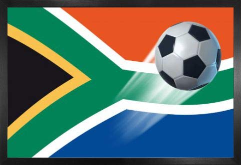 1art1 Fußball Poster und MDF-Rahmen - Südafrika-Länder-Flagge (91 x 61cm)
