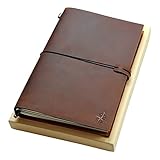 Ledernotizbuch - Großes Nachfüllbar Reisende Notebook - ideal für Schreiben, Dichter, Reisende, Skizzenbuch, 28x19cm Blanko Papier