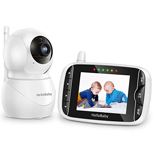 HelloBaby Monitor mit Kamera und Audio, IPS-Bildschirm LCD-Display Video-Baby-Monitor Keine WiFi Infrarot-Nachtsicht, Temperatur, 8 Sprachen, Lullaby, Zwei-Wege-Audio-und VOX-Modus