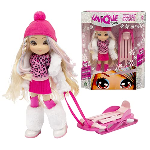 UNIQUE EYES, 25 cm große Puppe, mit ihrem Blick der Augen, mit Winterkleidung und Zubehör, Spielzeug für Kinder ab 3 Jahren, MYM17