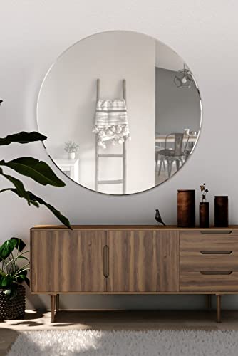 Spiegel mit abgeschrägtem klassischem Design, rund, 100 x 100 cm