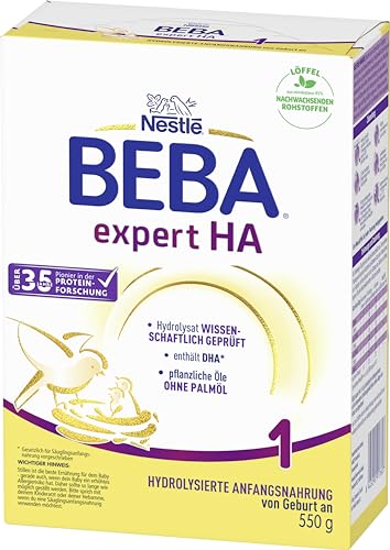 Nestlé BEBA expert HA 1 Hydrolysierte Anfangsnahrung, Säuglingsnahrung von Geburt an, 1er Pack (1 x 550g)