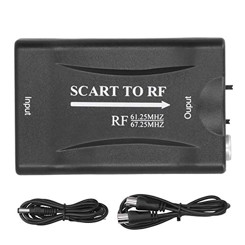 Heayzoki SCART to für RF-Videoadapter für RF 67,25 MHz / 61,25 MHz Ausgangskonverter für TV-Box, SCART to für RF-Konverter für DVD/TV-Box/Netzwerkbox/Spielekonsole
