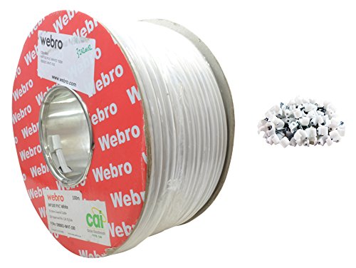 Webro WF100 Koaxialkabel und Clips, 50 m, Weiß