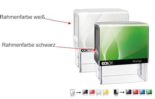 Colop (WEIß) Printer Stempel / 10-20 - 30-50 - 60 / Verschiedene GRÖßEN (50) mit individueller Textplatte/Logo