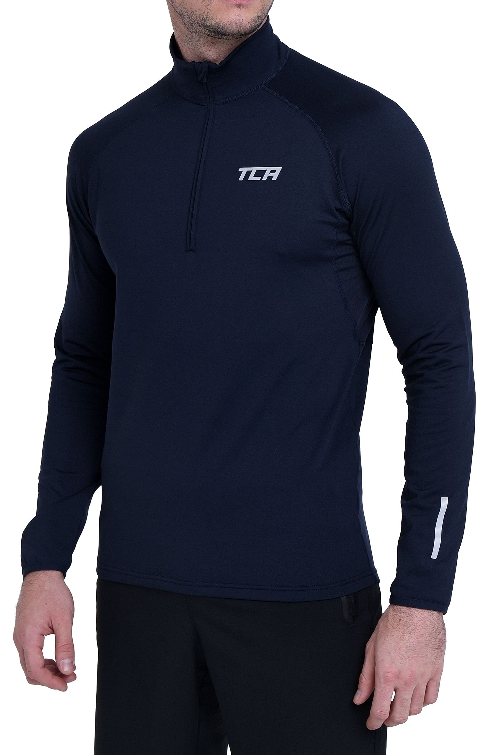 TCA Herren Winter Run Langarm Laufshirt mit Reißverschluss - Dunkelblau, L