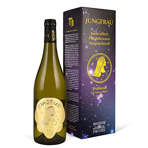 Wein Geschenk für das Astrologie Sternzeichen Jungfrau (0,75 l) Weißwein (Sauvignon Blanc, trocken, Frankreich)