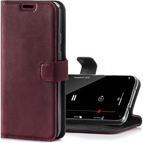 SURAZO Handyhülle für Samsung A21s hülle Premium RFID Echt Lederhülle Schutzhülle mit Standfunktion - Klapphülle Wallet case Handmade in Europa für Samsung Galaxy A21s