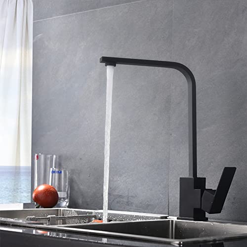 NeNchengLi Ausziehbar Küchenarmatur mit 360° Schwenkbare Spültischarmatur Wasserhahn für Bad Küchen Schwarz