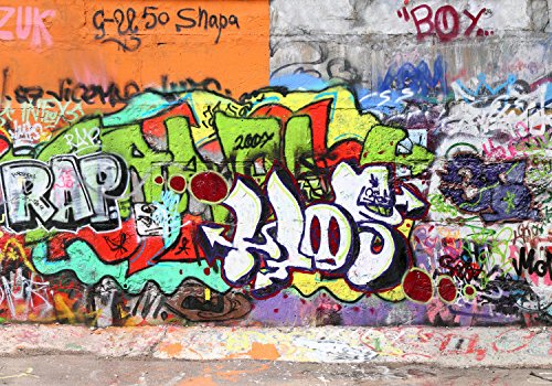 wandmotiv24 Fototapete Abstrakt Graffiti 2 XXL 400 x 280 cm - 8 Teile Fototapeten, Wandbild, Motivtapeten, Vlies-Tapeten Streetart M0026