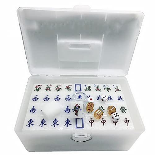 Mahjong Chinesisches Mahjong-Spielset, inklusive 144 Spielwürfel und verziertem Aufbewahrungskoffer, 4 Würfel, professionelles komplettes Mahjong-Spielset Mahjong-Spielsteine (Kunststoffbox 38#) (T