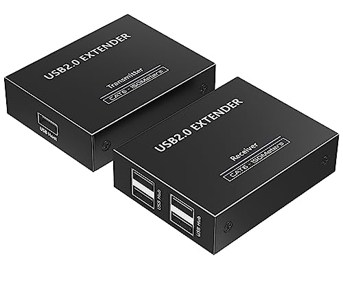 PremiumCord 4-Port USB 2.0 Extender über Cat5/5e/6 bis zu 150 m, 4 USB-Geräten, Metallgehäuse, Farbe Schwarz