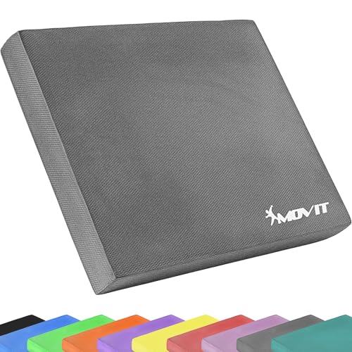 MOVIT® XXL Balance Pad Dynamic Base, 50x40x6cm mit Elastikband, Farbwahl: 10 Farben, Training für Gleichgewicht und Koordination, Gleichgewichtstrainer Balancekissen - grau