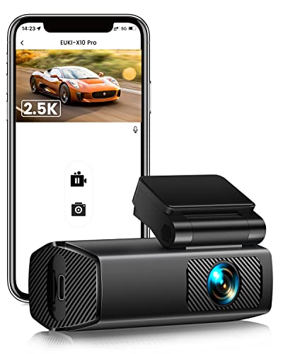 EUKI Dashcam Auto, 2.5K WiFi Kamera, 170° Weitwinkel Mini Front Dash Kamera für Autos, Super Nachtsicht, App Steuerung, G-Sensor, Parküberwachung