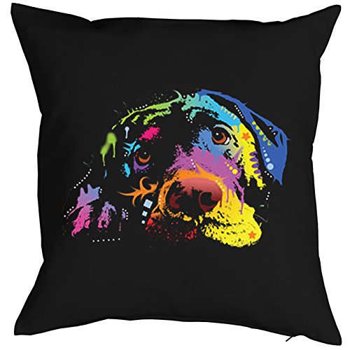 Geile-Fun-T-Shirts Color Zierkissen Neon Labrador Sofakissen Hund Geschenk Kissen 40 x 40 cm geil Bedruckt