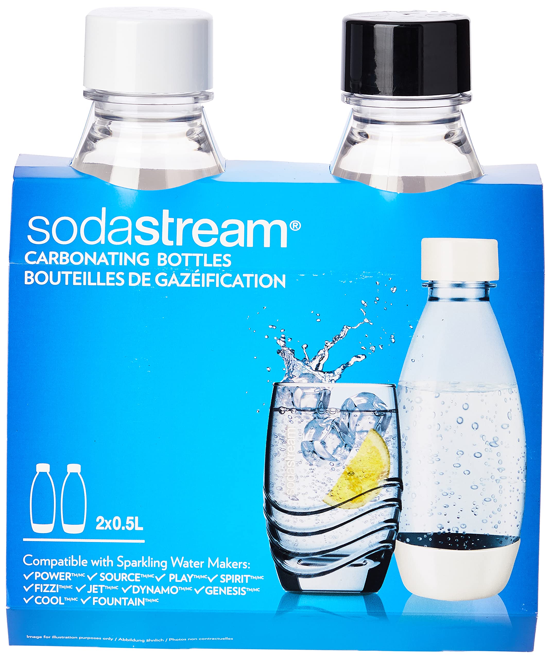 Sodastream 3000047 Flaschen, PET, 0,5 l, Weiß/Schwarz, 2 Stück