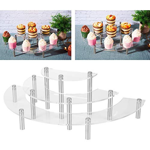 3 Tier Acryl Kuchen Riser, klare Acryl Display Halbkreis Standhalter Half Moon Tabletop Rack Cupcake Regal für Sammlung Dessert Display Hochzeitsdekoration