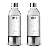 aarke 2er-Pack PET-Flaschen für Wassersprudler Carbonator 3, BPA-frei mit Details in Edelstahl, 800ml, AASPB1-STEEL
